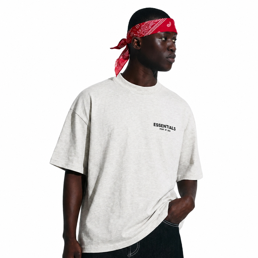 Fear of God Essentials Light Oatmeal T-Shirt - model front