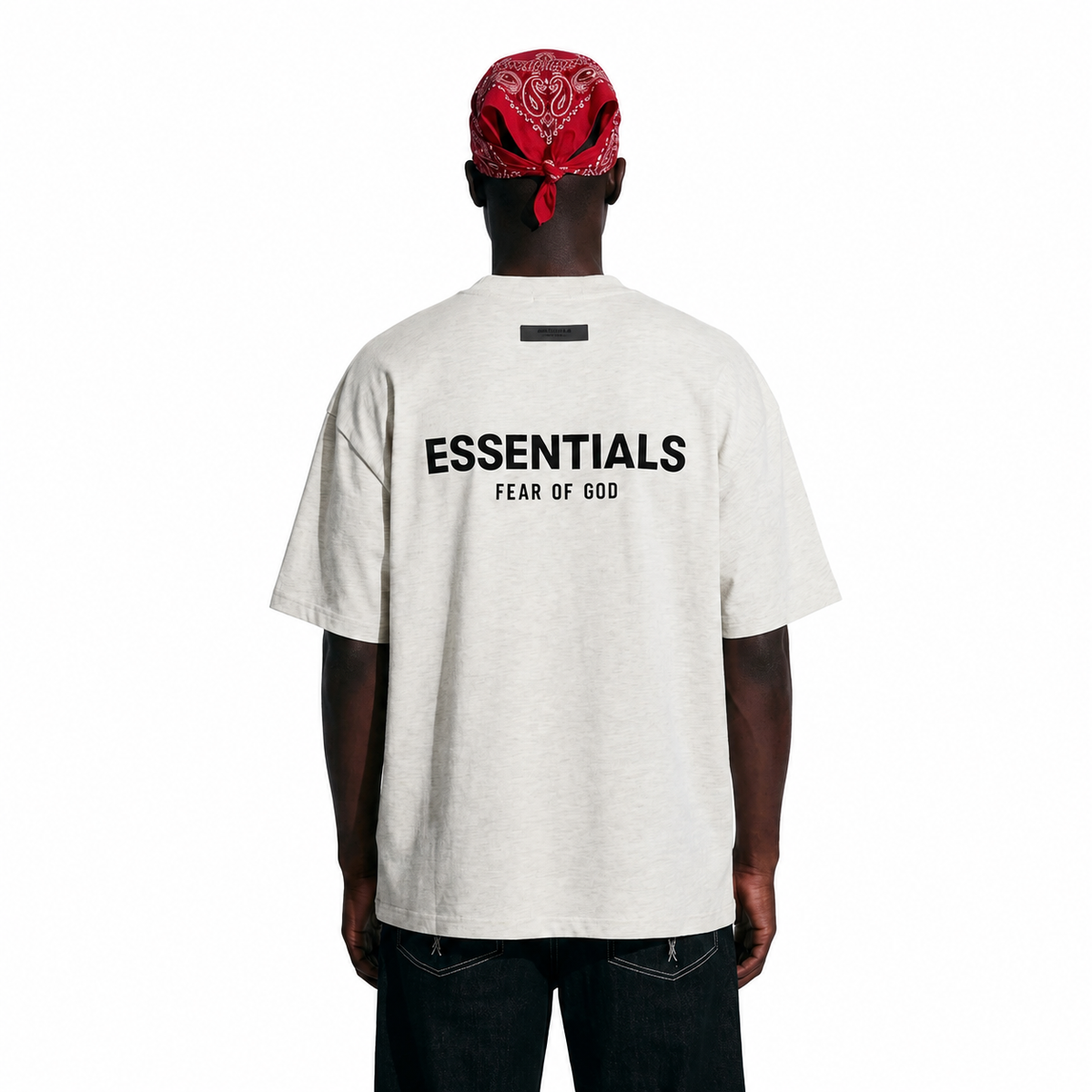 Fear of God Essentials Light Oatmeal T-Shirt - model back