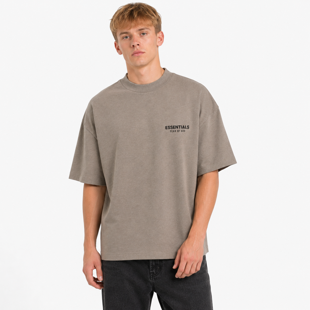Fear of God Essentials Heather Gray T-shirt - model front
