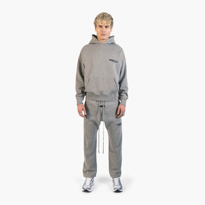 Fear of God Essentials Relaxed Sweatpants Dark Oatmeal — model front; styling items are not included