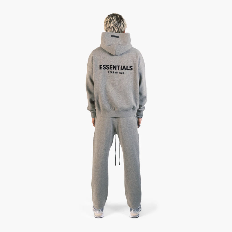 Fear of God Essentials Relaxed Sweatpants Dark Oatmeal — model back; styling items are not included