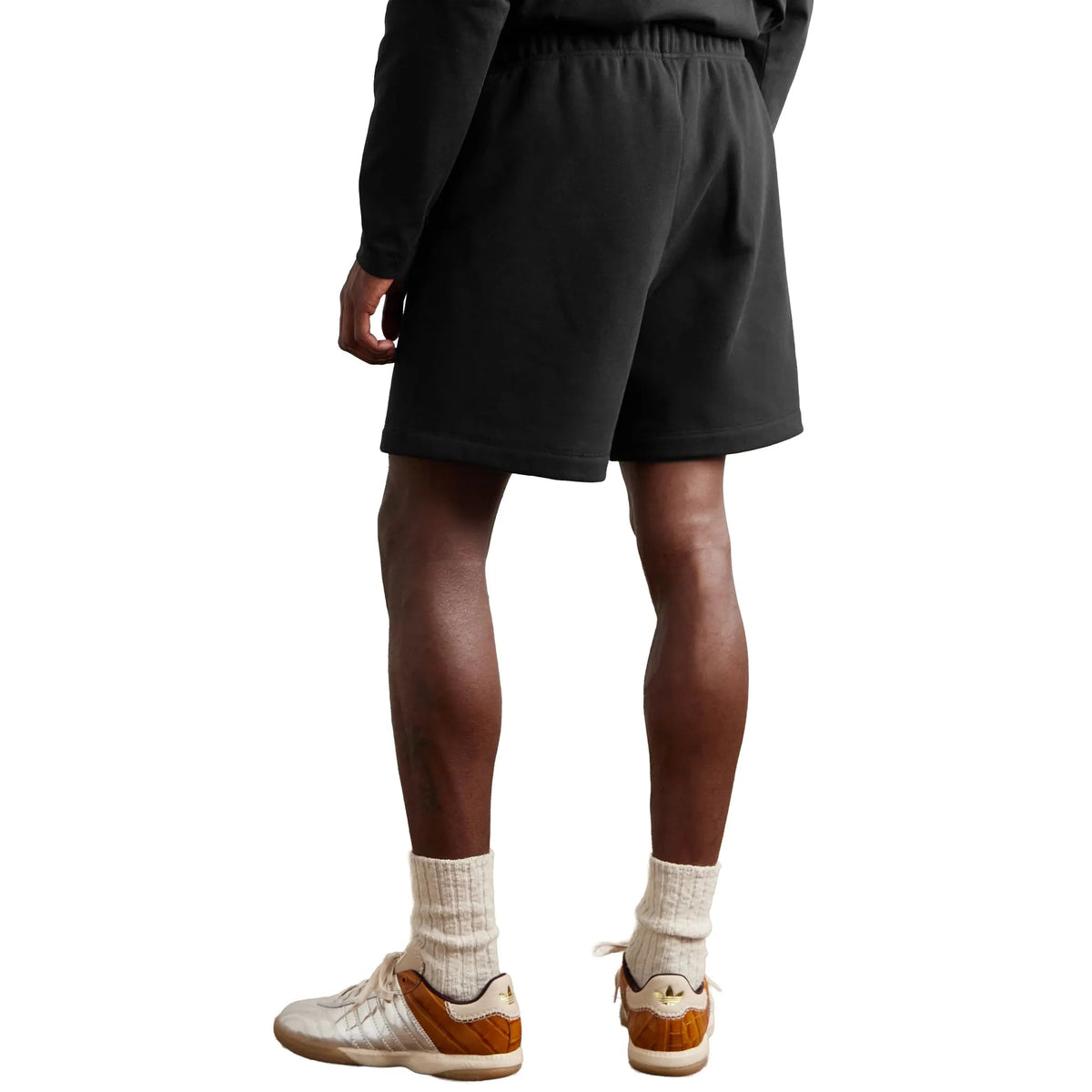 Fear of God Essentials Classic Sweatshort Jet Black — model rear
