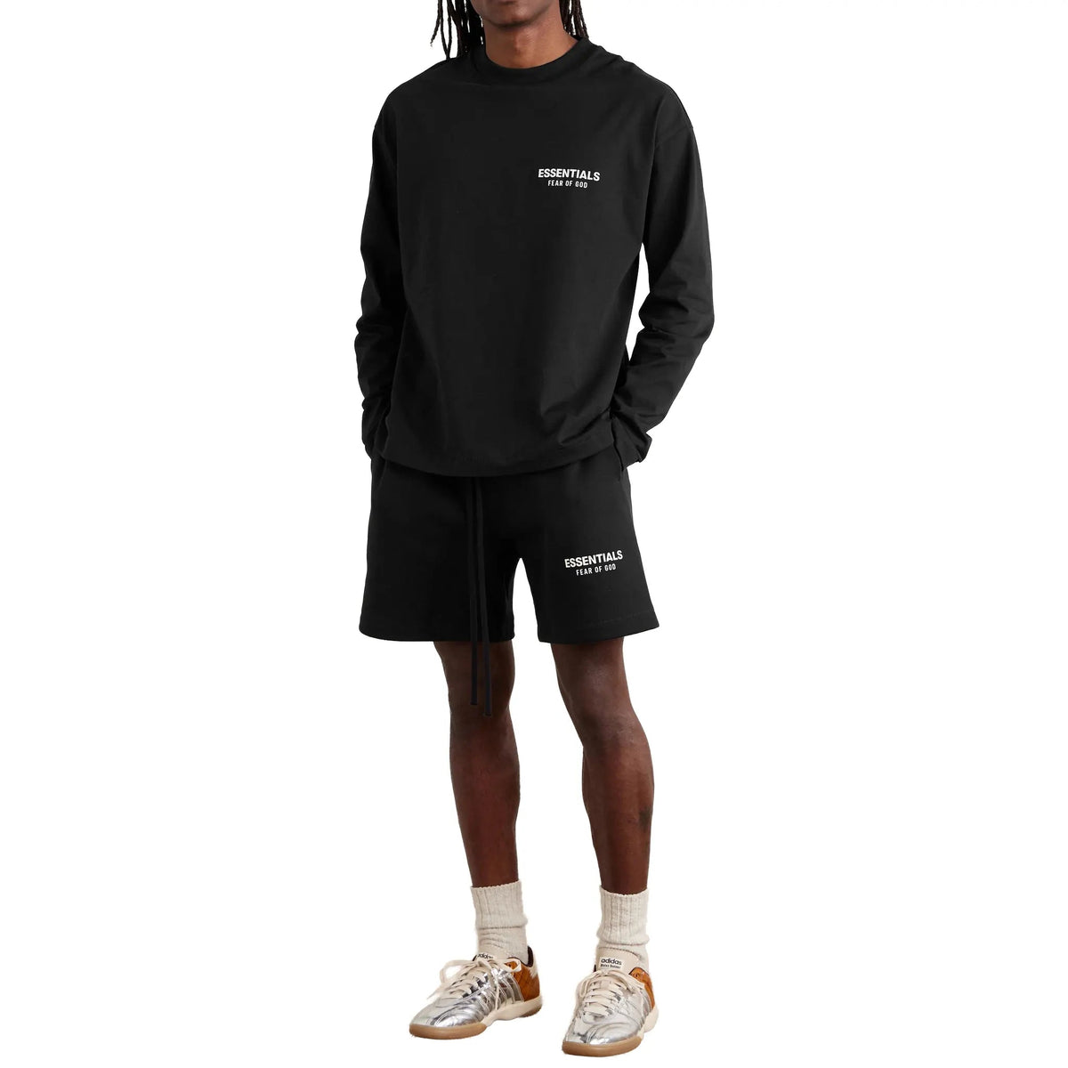 Fear of God Essentials Classic Sweatshort Jet Black — model full front