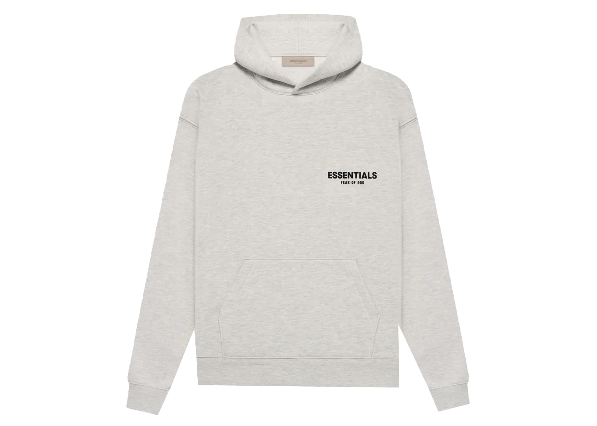 Fear of God Essentials Light Oatmeal Hoodie - flat front