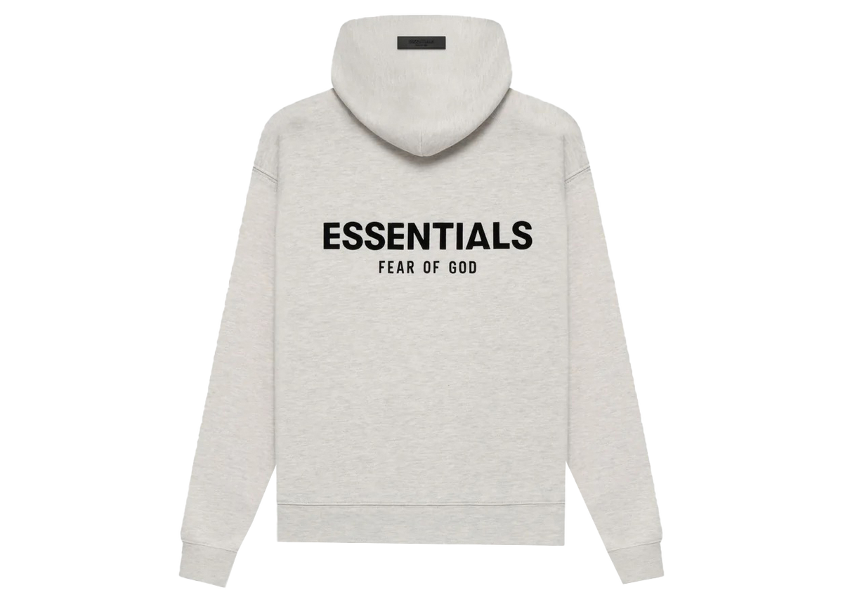 Fear of God Essentials Light Oatmeal Hoodie - flat back