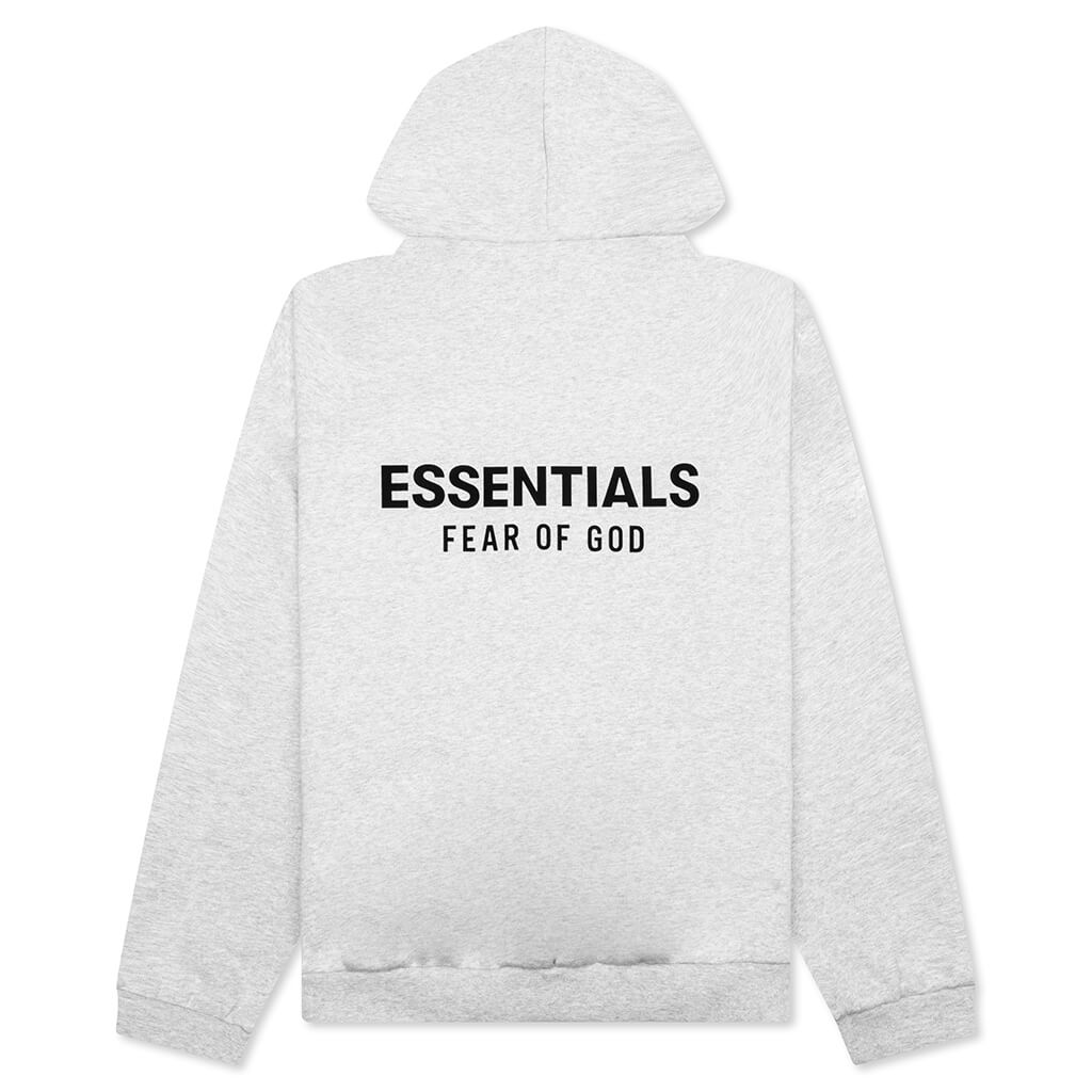 Fear of God Essentials Light Heather Gray Fleece Hoodie - flat front