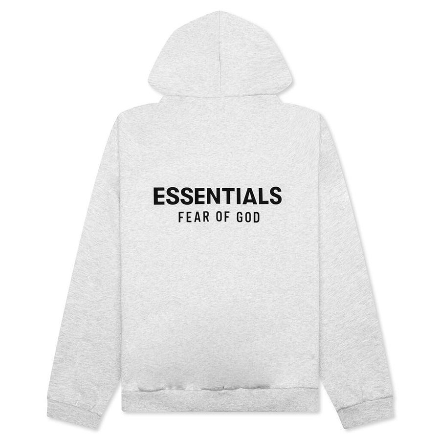 Fear of God Essentials Light Heather Gray Fleece Hoodie - flat front