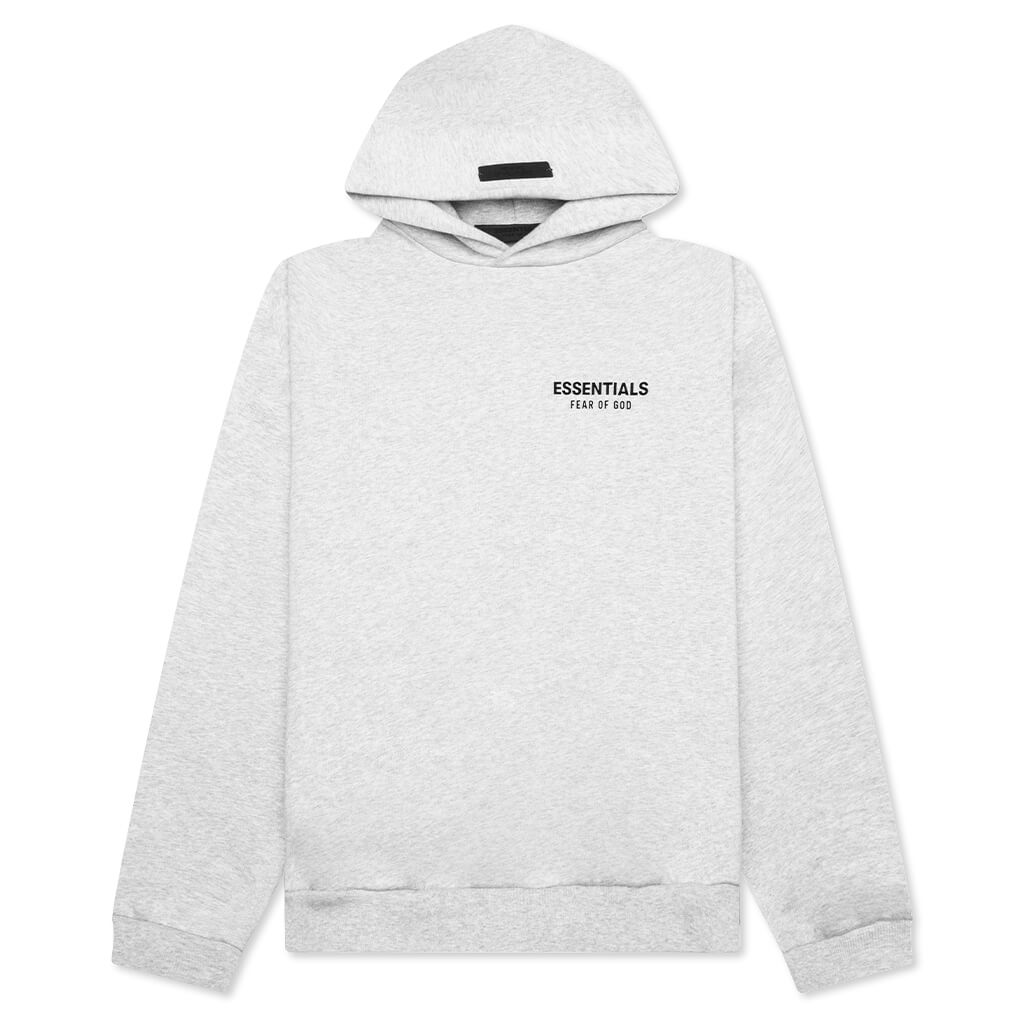 Fear of God Essentials Light Heather Gray Fleece Hoodie - flat back