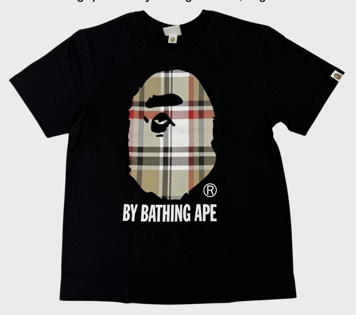 BAPE Plaid Ape Head Graphic T-Shirt Black - supplier original