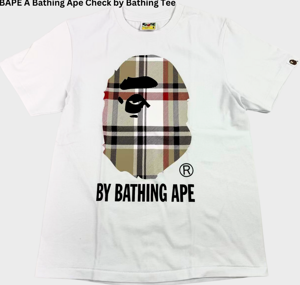 BAPE Plaid Ape Head Graphic T-Shirt White - supplier original