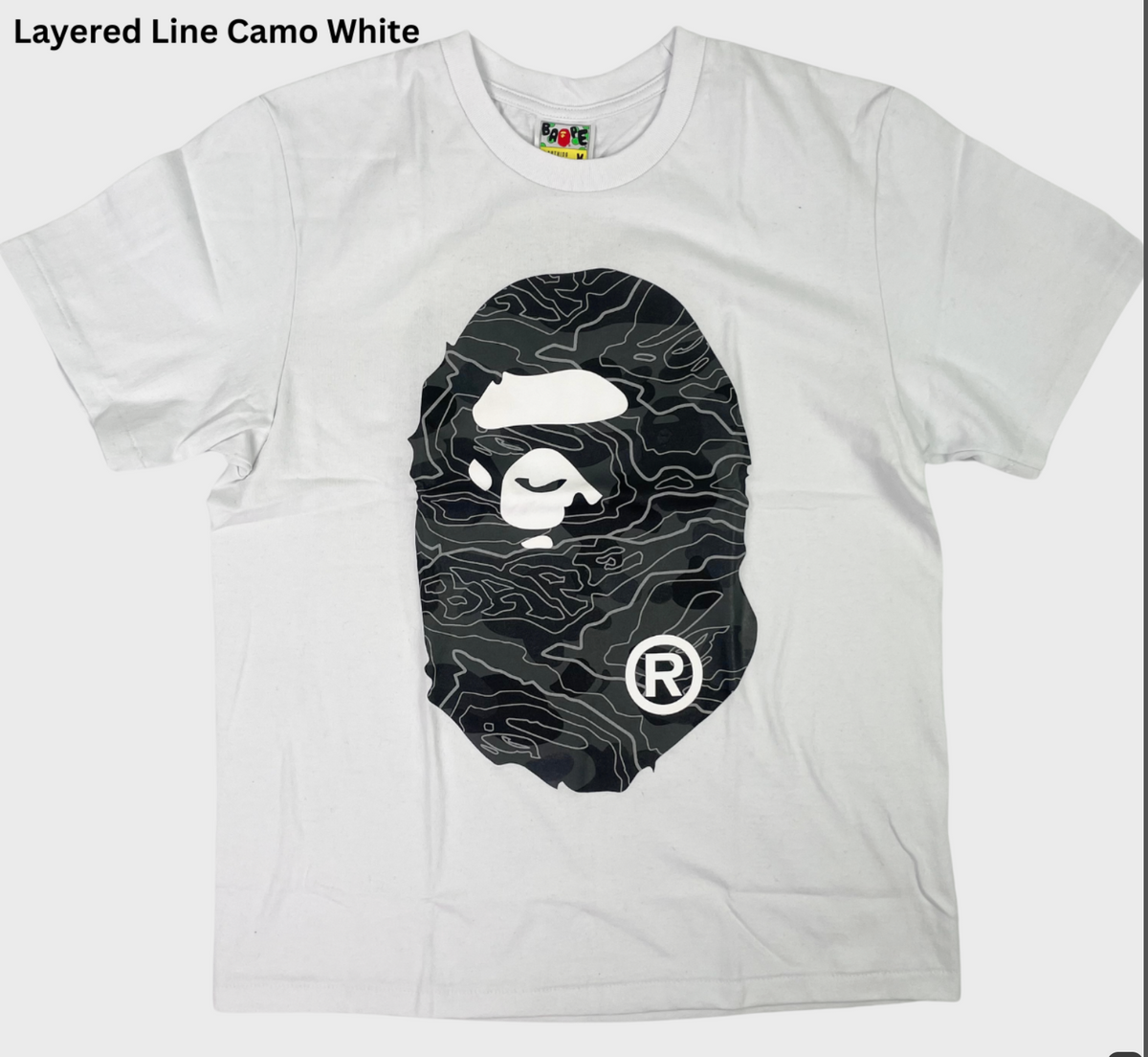 BAPE Layered Line Ape Head Graphic T-Shirt White - supplier original