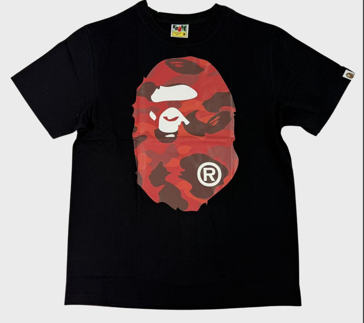 BAPE Red Camo Ape Head Graphic T-Shirt Black - supplier original
