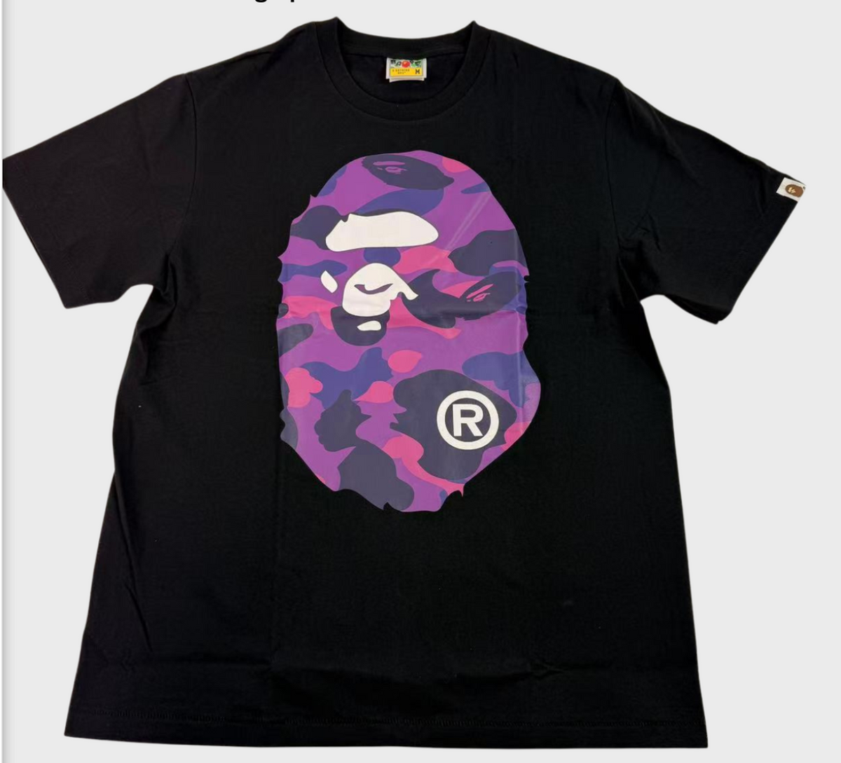 BAPE Purple Camo Ape Head Graphic T-Shirt Black - supplier original