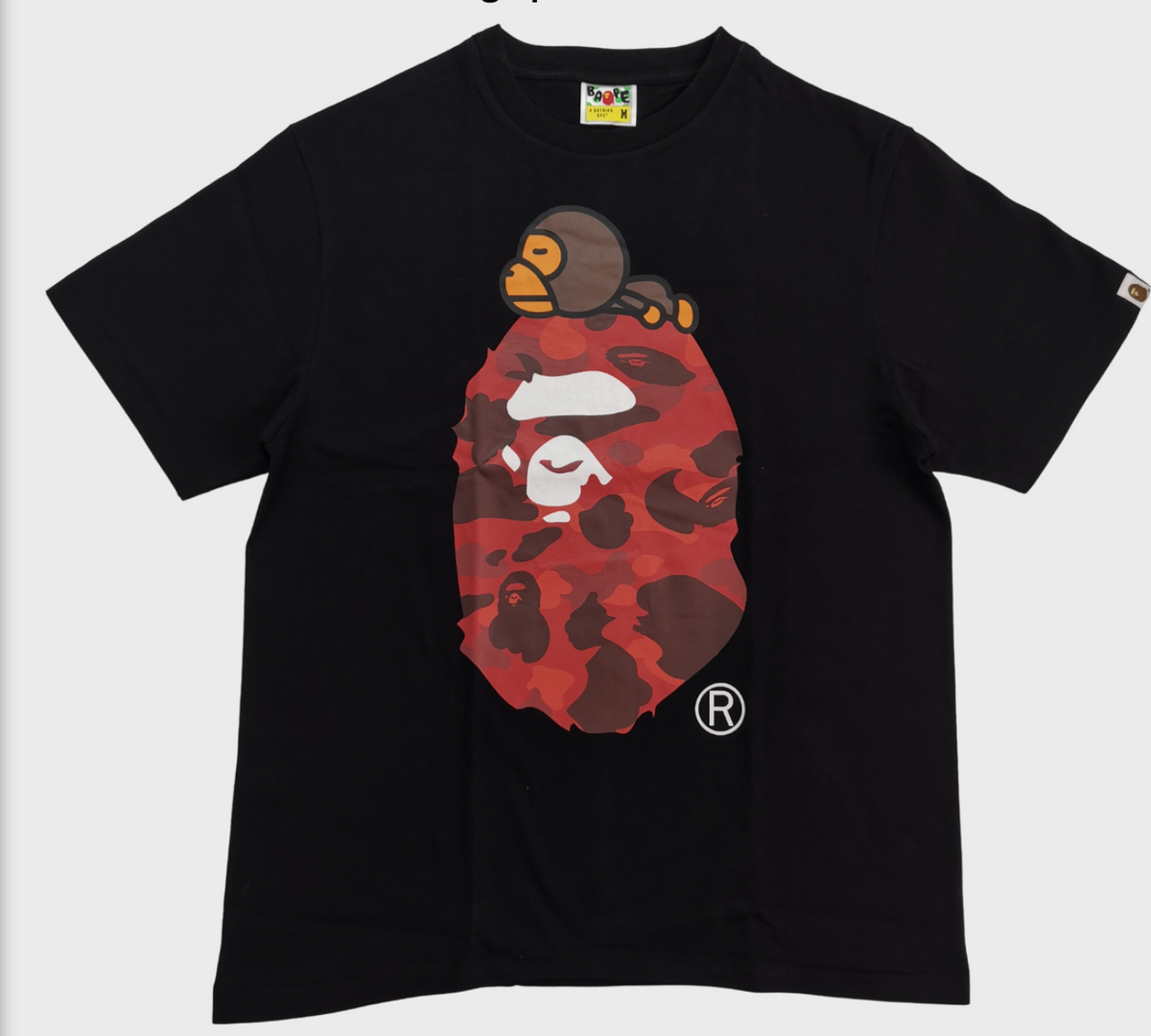 BAPE Milo and Red Camo Ape Head Graphic T-Shirt Black - supplier original