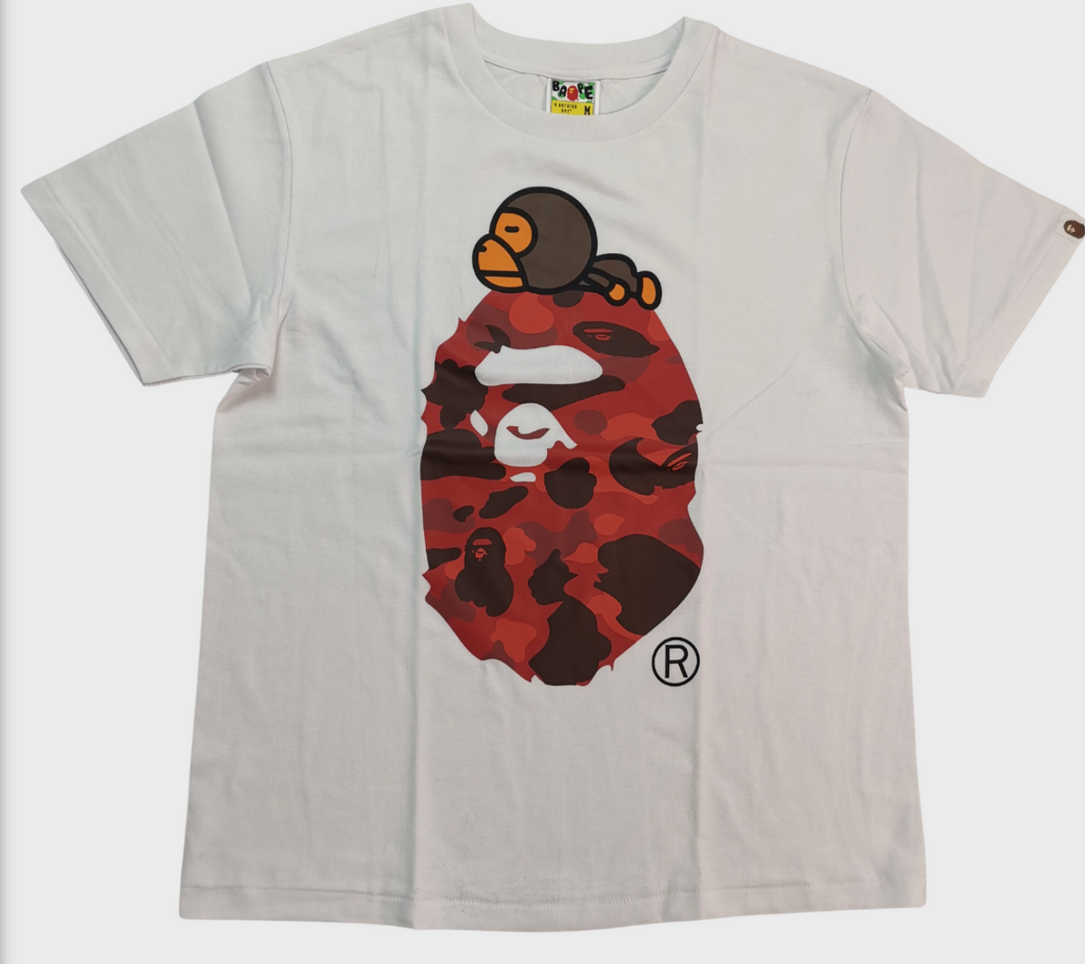 BAPE Milo and Red Camo Ape Head Graphic T-Shirt White - supplier original