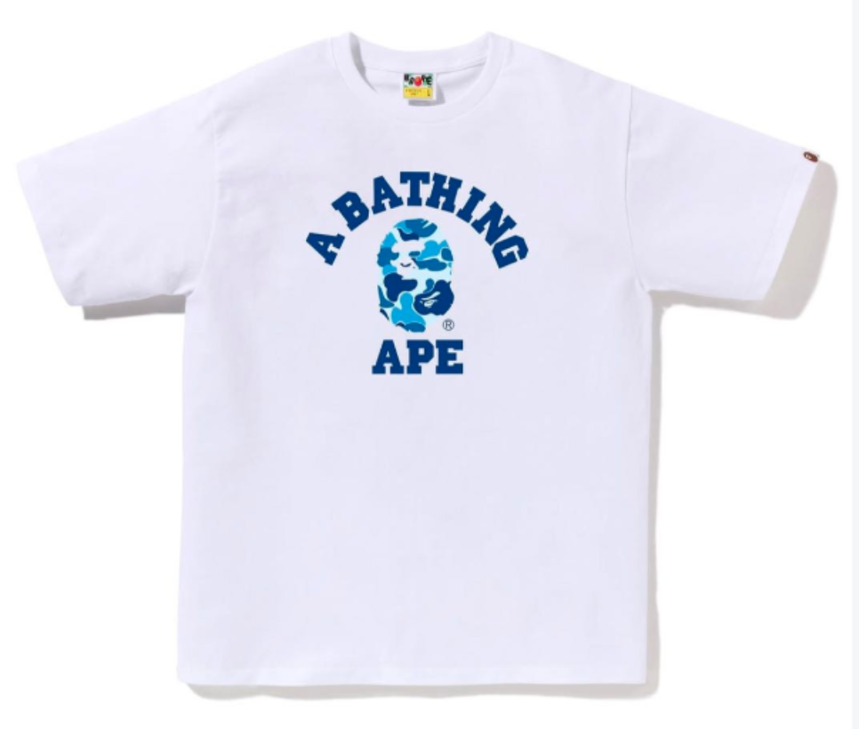 BAPE Blue A Bathing Ape Graphic T-Shirt White - supplier original
