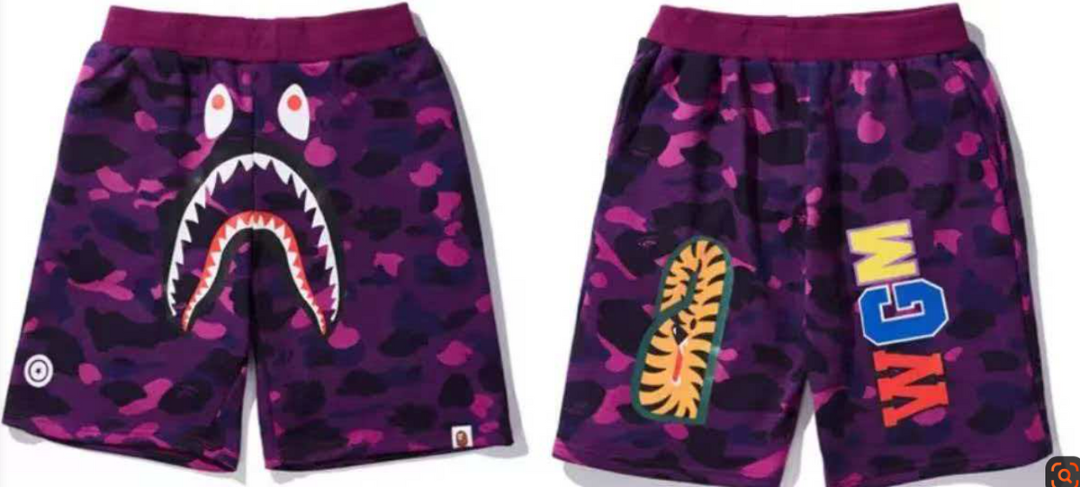 BAPE Camo Shark Graphic Shorts Purple/Black - supplier original