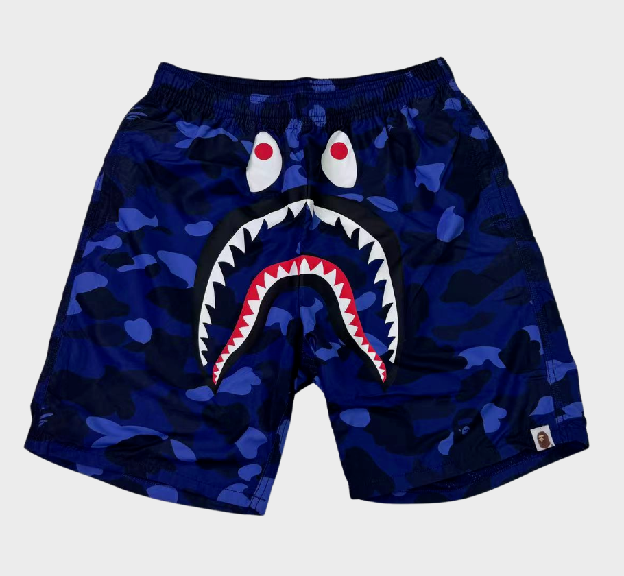 BAPE Camo Shark Graphic Shorts Blue/Black - supplier original