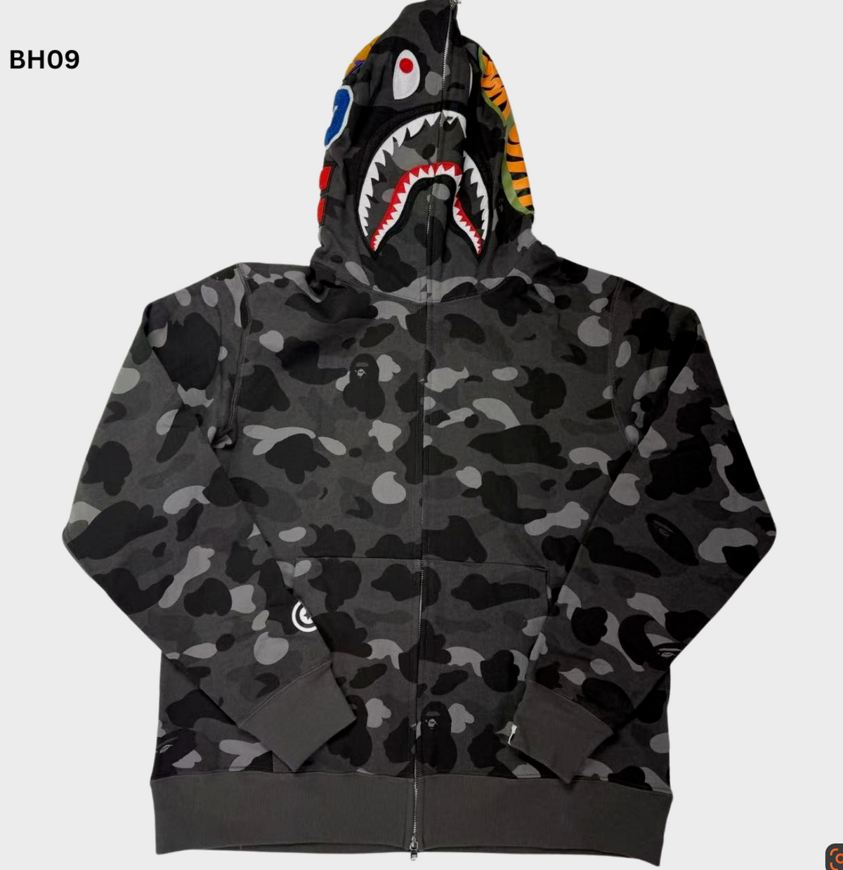 BAPE Camo Shark Full Zip Hoodie Gray/Black - supplier original