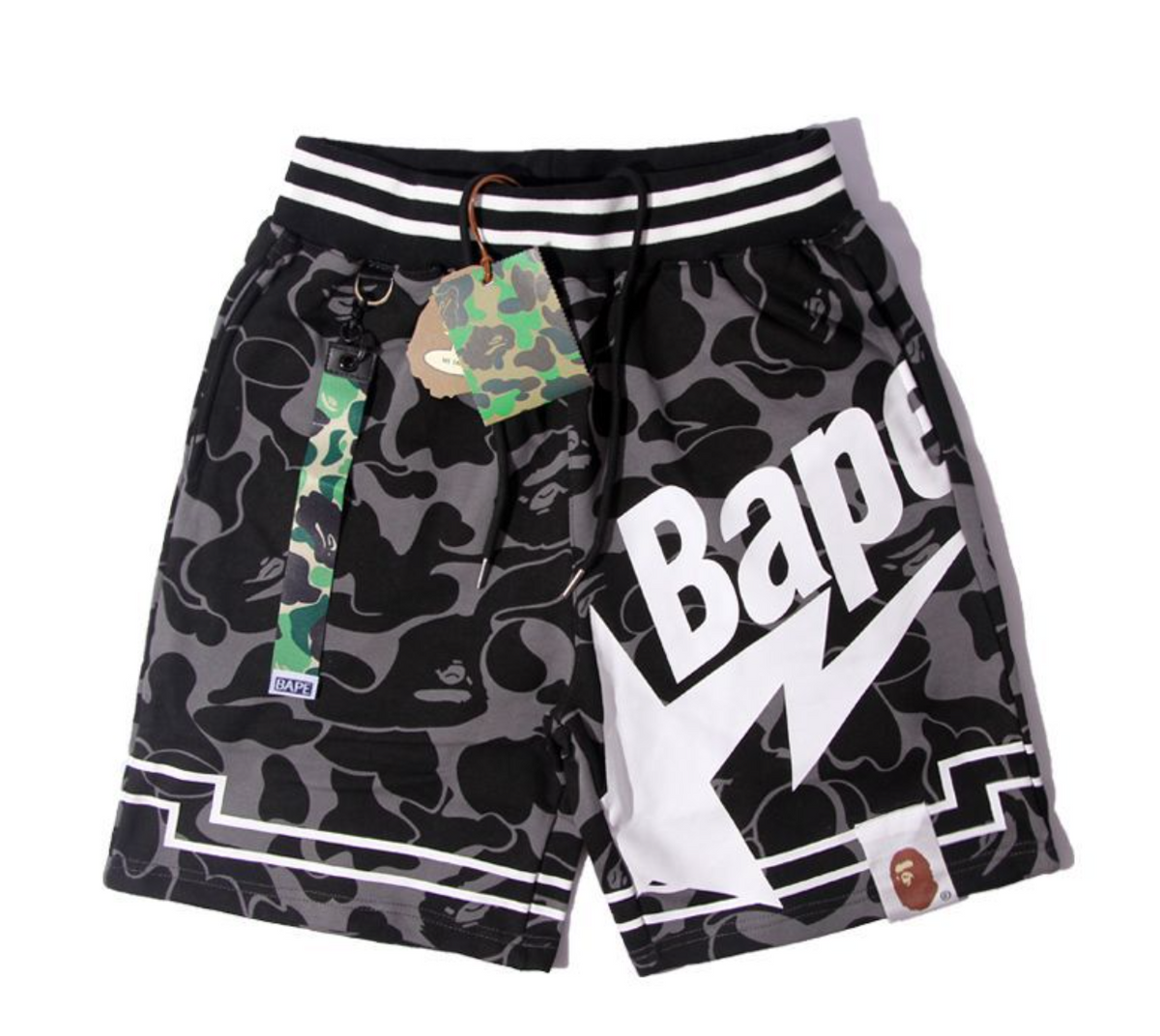 BAPE Camo BAPE Logo Shorts Black/Gray - supplier original