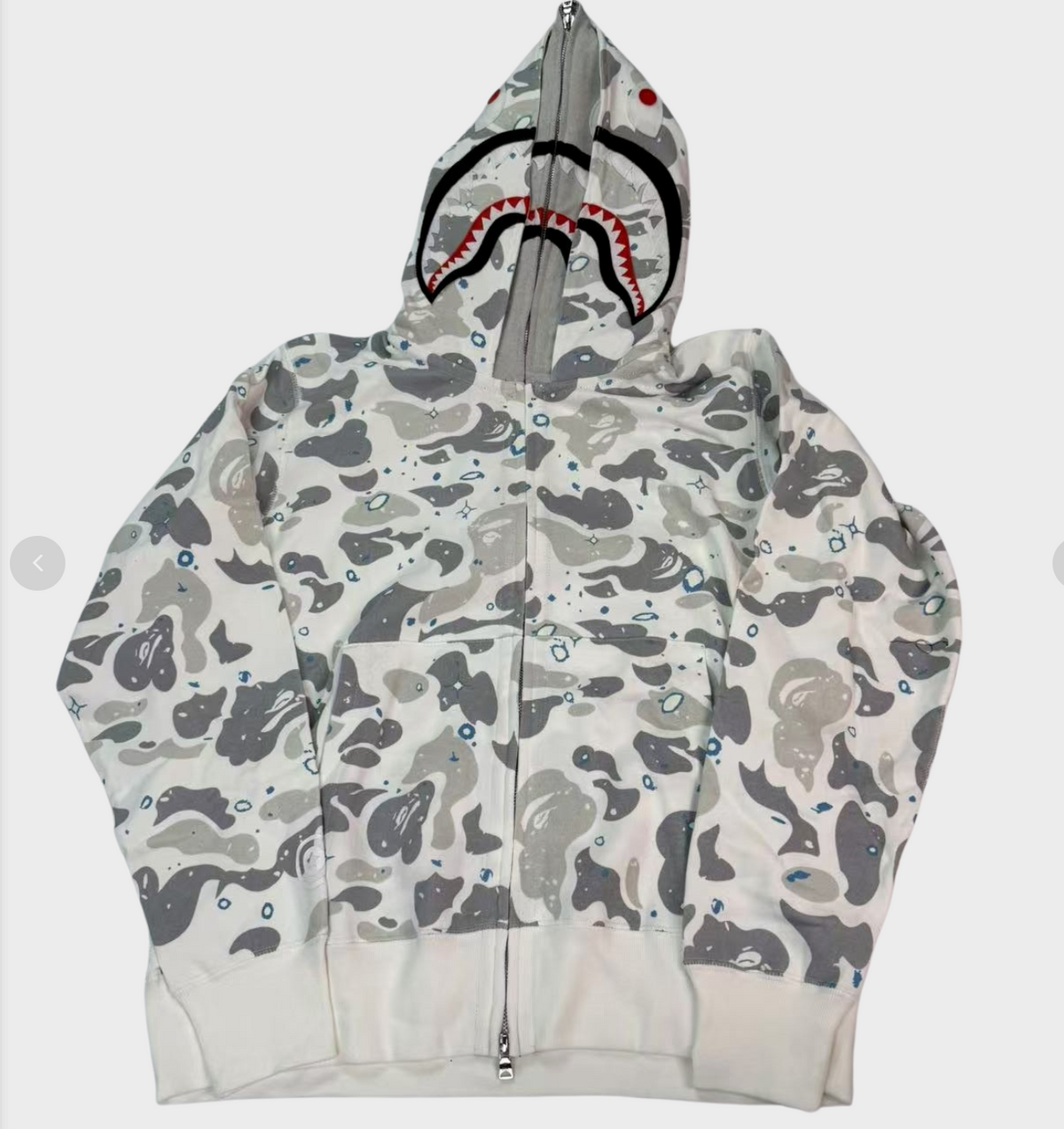 BAPE Camo Shark Full Zip Hoodie Light Gray/White - supplier original