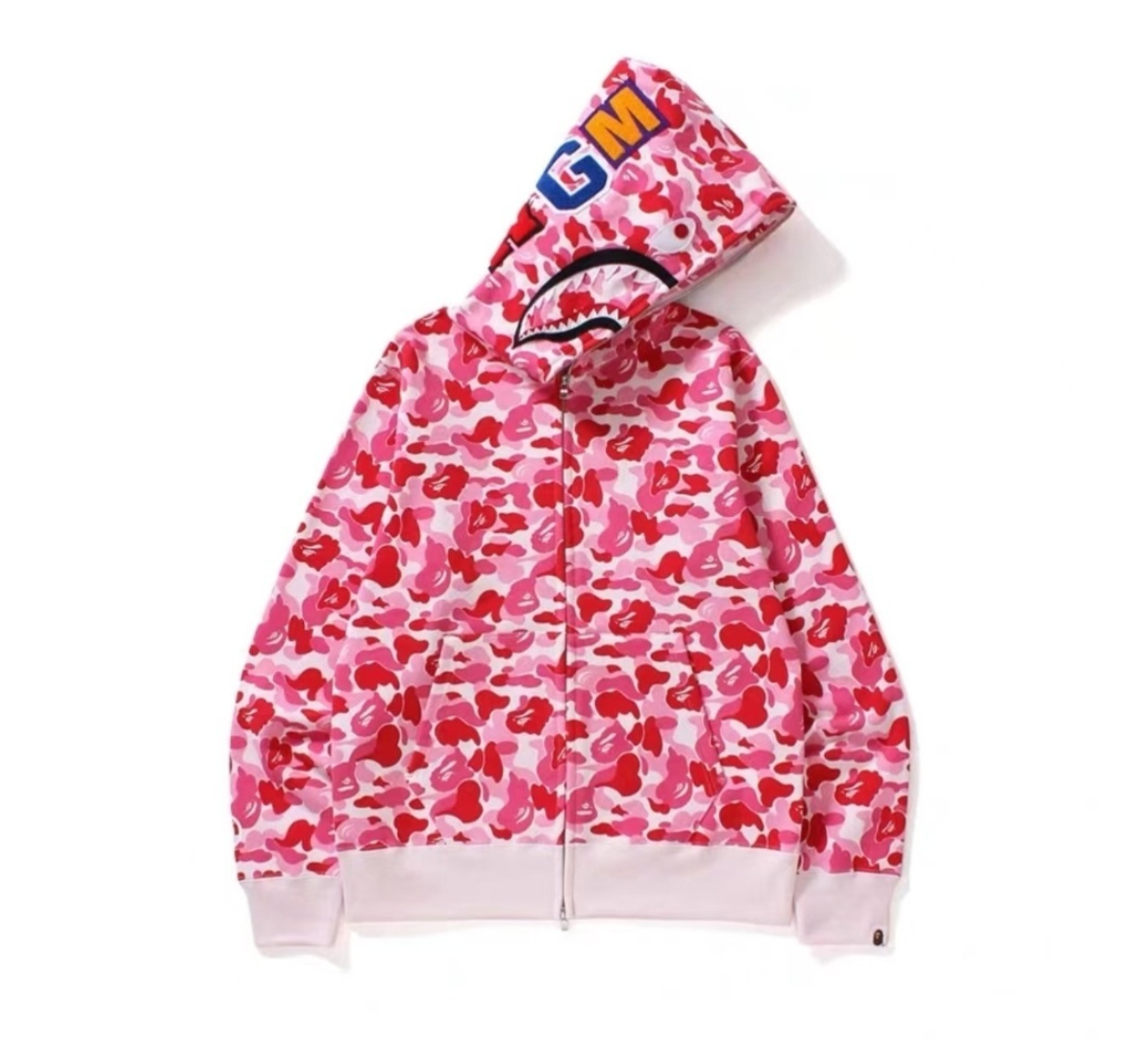 BAPE Camo Shark Full Zip Hoodie Pink/White - supplier original