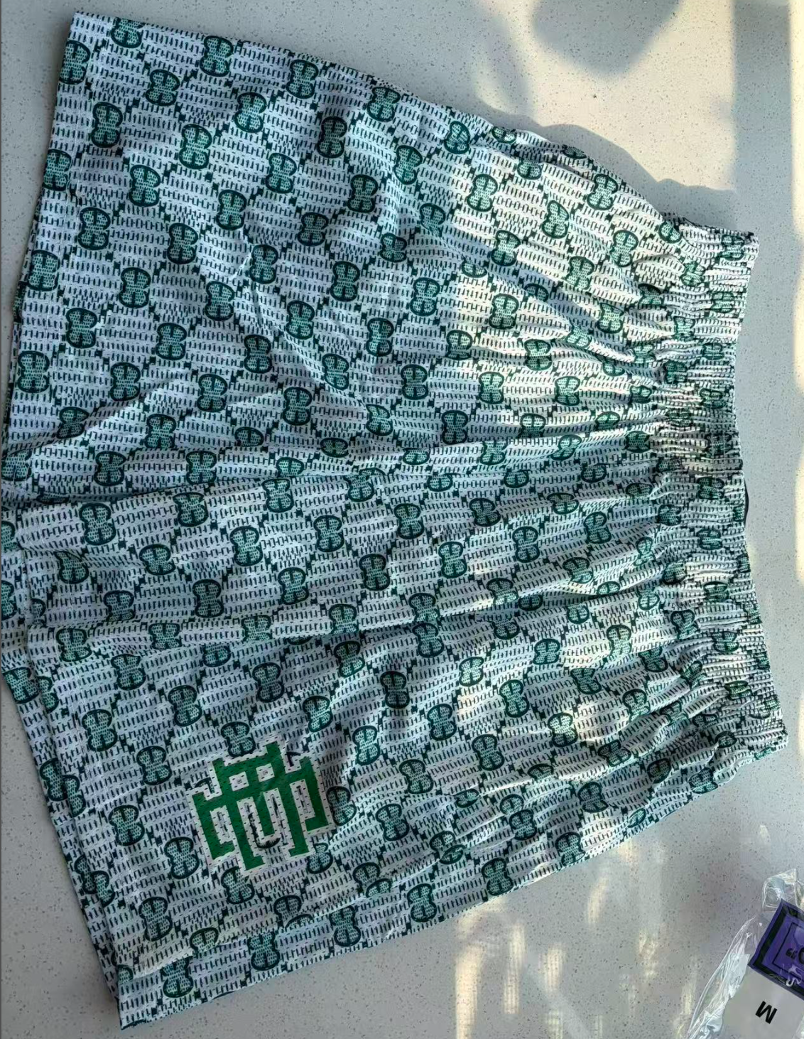 Eric Emanuel Monogram Graphic Shorts White/Green - supplier original