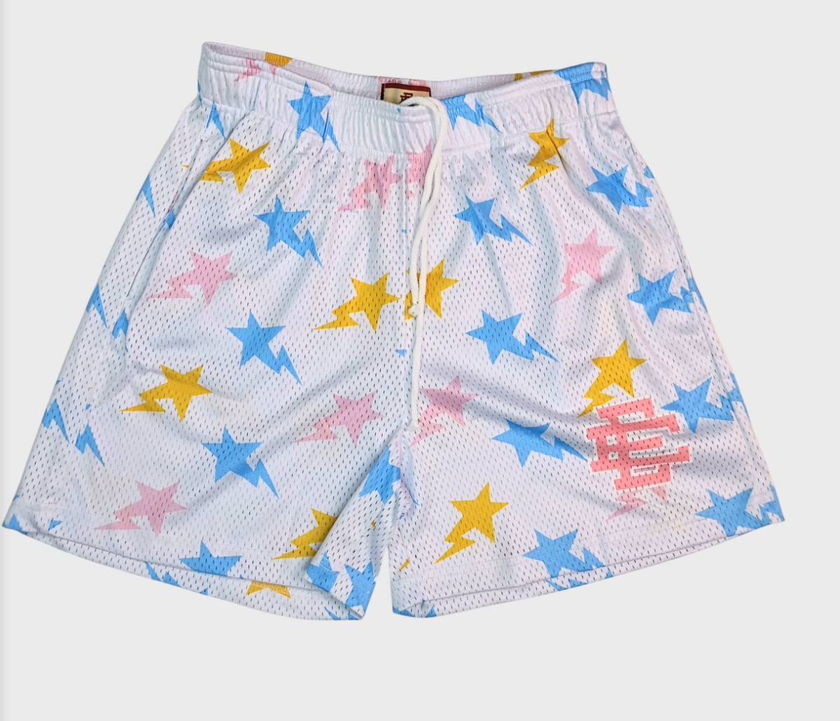 Eric Emanuel Multicolor Star Graphic Shorts White/Pink/Blue - supplier original
