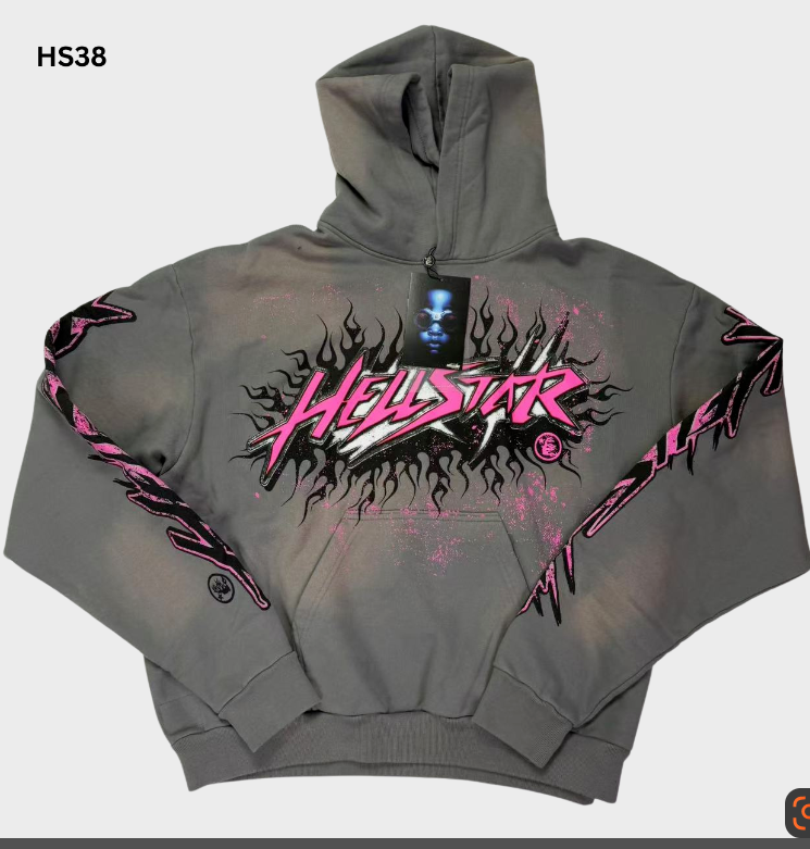 Hellstar Flame Logo Hoodie Gray/Pink - supplier original
