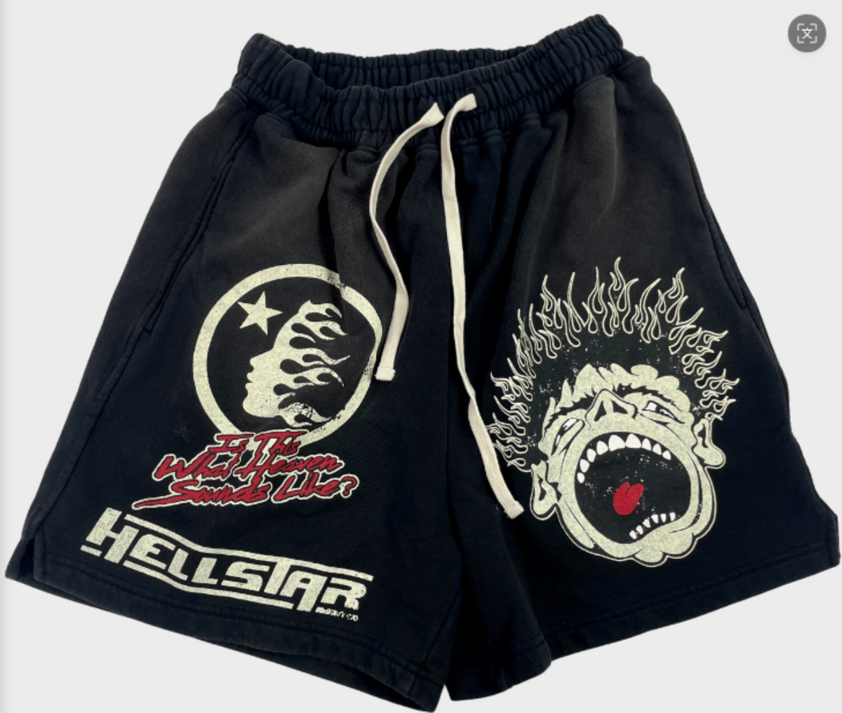Hellstar Flaming Head Graphic Shorts Black/Cream - supplier original
