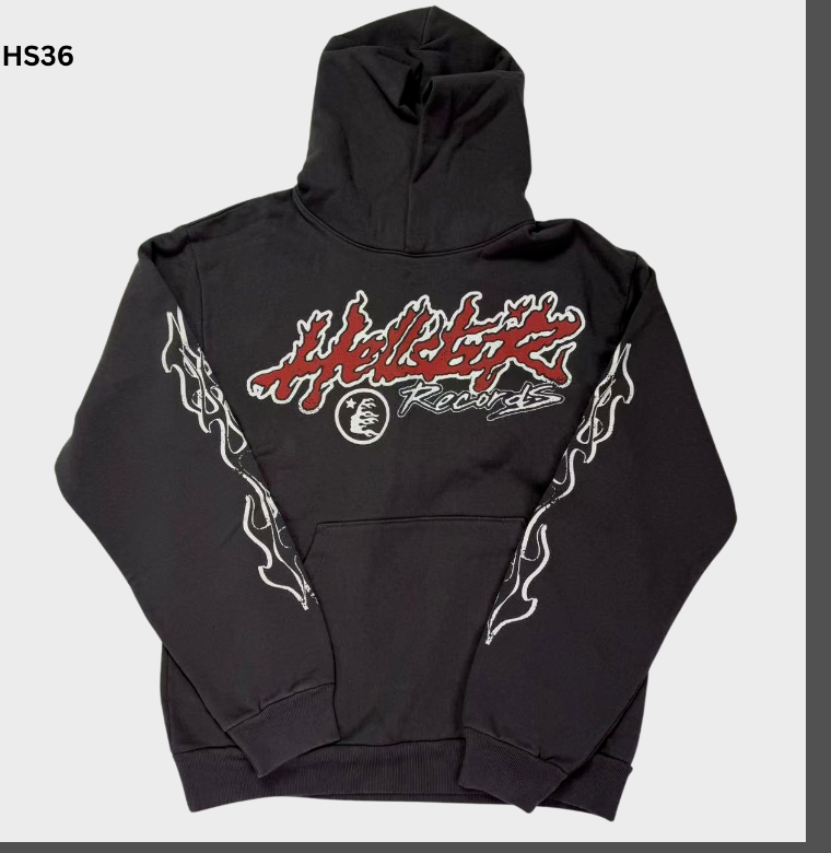 Hellstar Flame Logo Hoodie Black/Red/White - supplier original