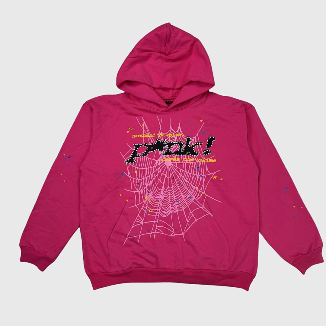 Sp5der P*NK Web Graphic Hoodie Pink - supplier original