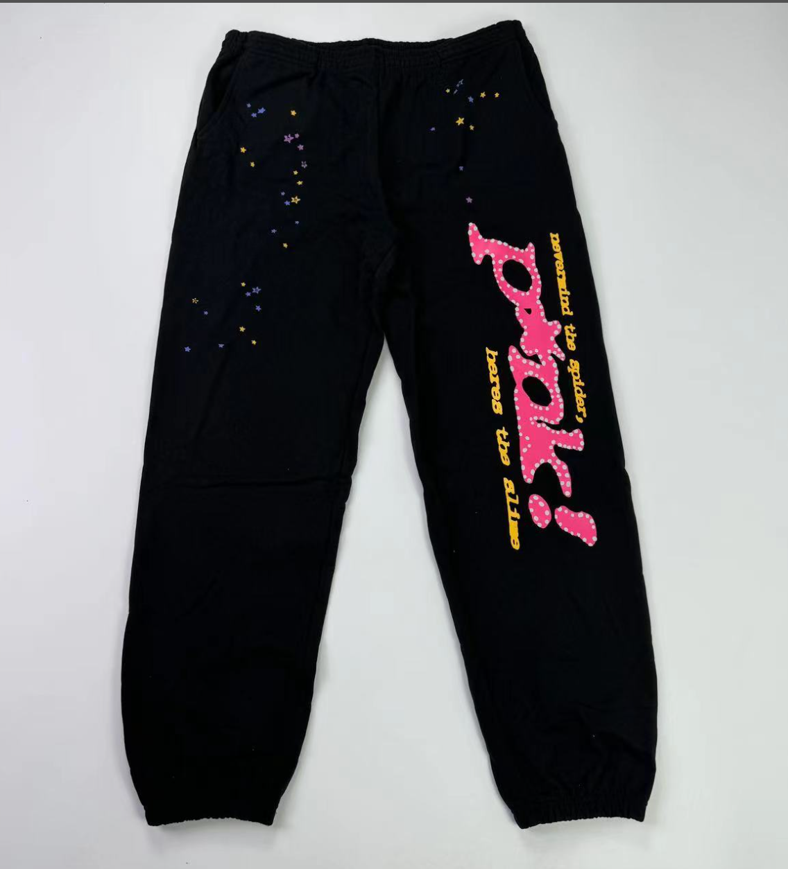 Sp5der P*NK Graphic Sweatpants Black/Pink - supplier original