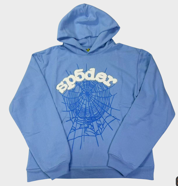 Sp5der Web Graphic Hoodie Light Blue/White - supplier original