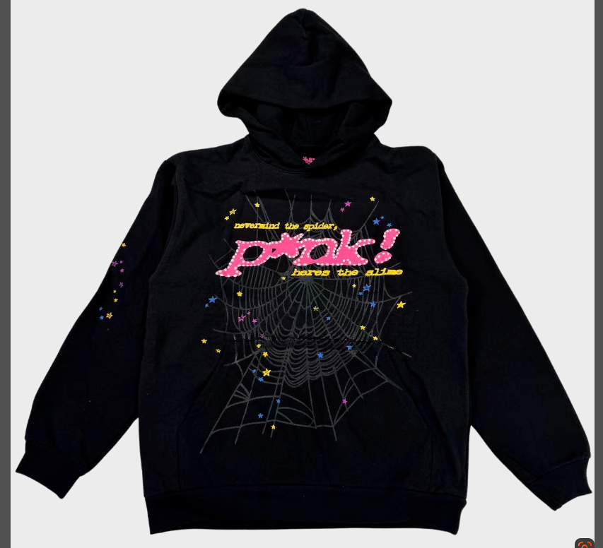 Sp5der P*NK Web Graphic Hoodie Black/Pink - supplier original