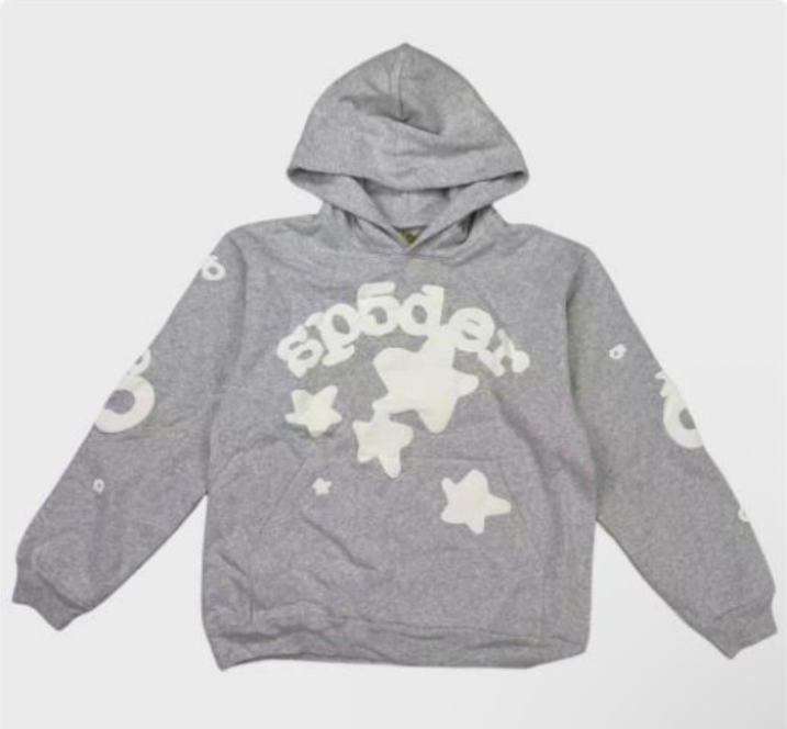 Sp5der Star Graphic Hoodie Gray/White - supplier original