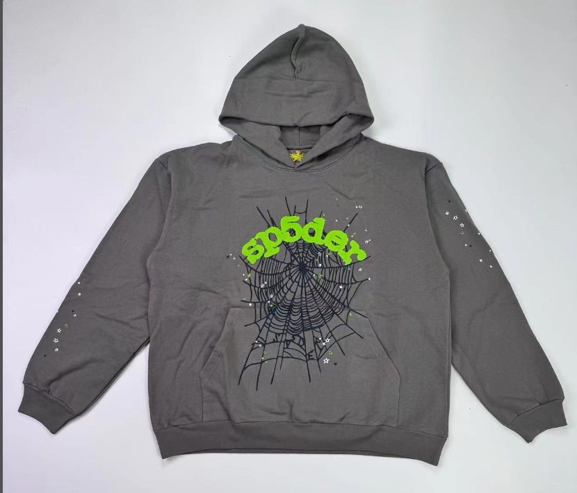 Sp5der Web Graphic Hoodie Gray/Green - supplier original