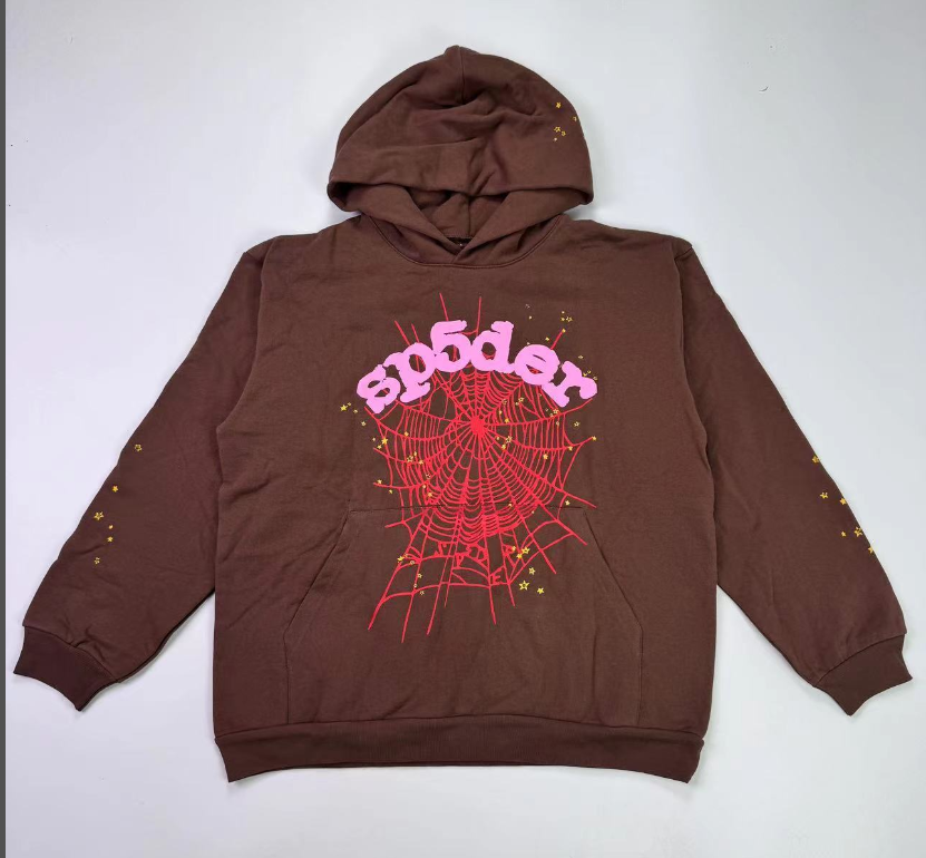 Sp5der Web Graphic Hoodie Brown/Pink/Red - supplier original