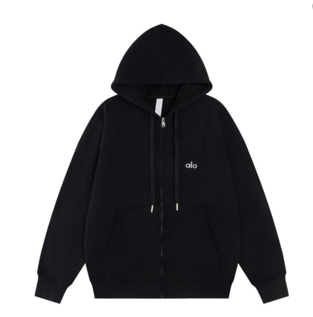 Alo Yoga Full Zip Logo Hoodie Black - supplier original