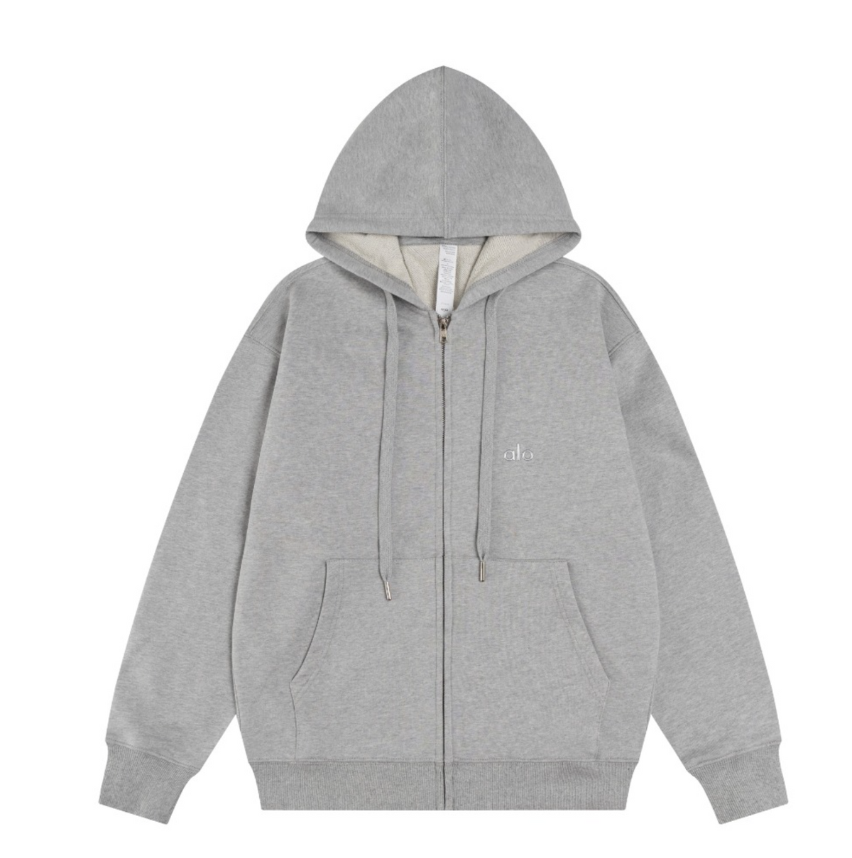 Alo Yoga Full Zip Logo Hoodie Gray - supplier original