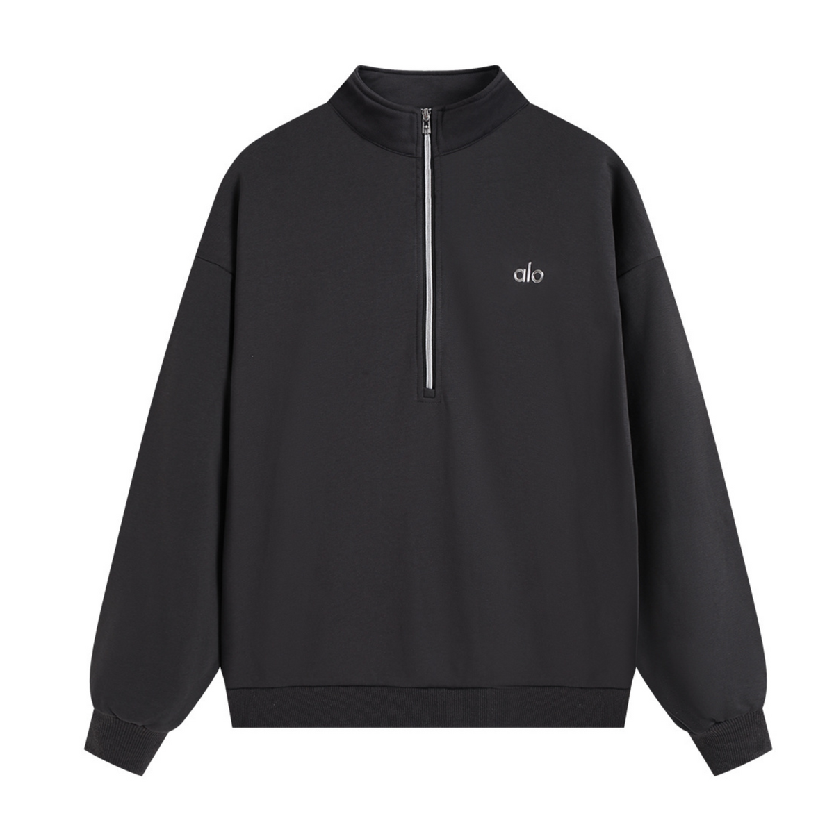 Alo Yoga Black Accolade 1/4 Zip Pullover - flat front