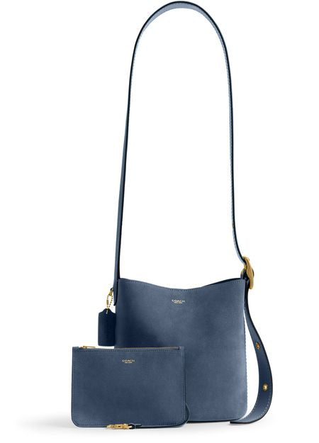 Coach Bleeker 21 bucket bag in B4/Light Denim — view 4