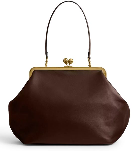 Coach Large Kisslock frame bag in B4/Dark Brown — view 1