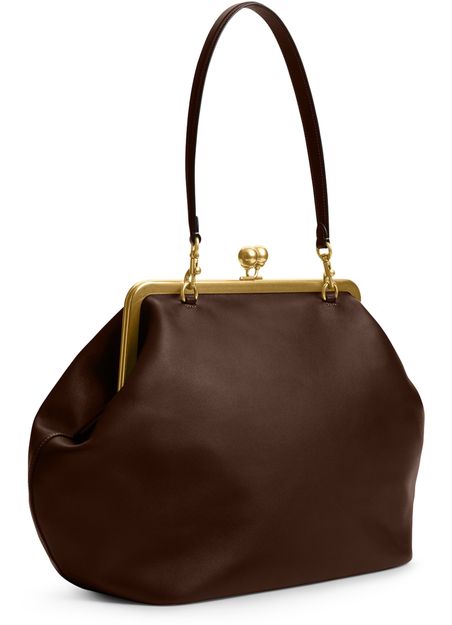 Coach Large Kisslock frame bag in B4/Dark Brown — view 2