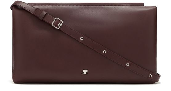 Courrèges Cuff smooth calfskin shoulder bag in Burgundy — view 1