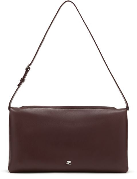 Courrèges Cuff smooth calfskin shoulder bag in Burgundy — view 4