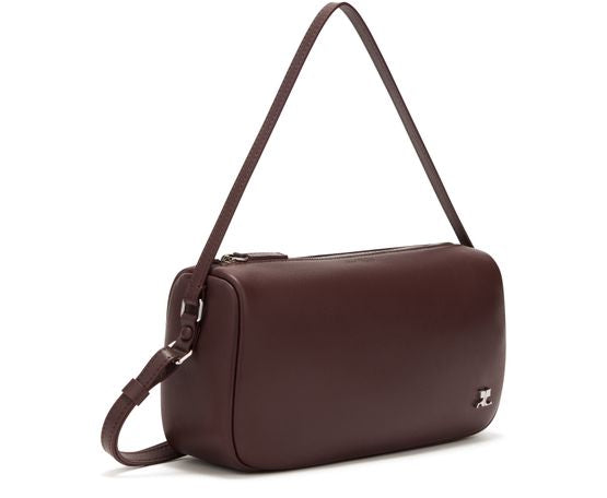 Courrèges Small Three Sixty smooth leather bag in Burgundy — view 2