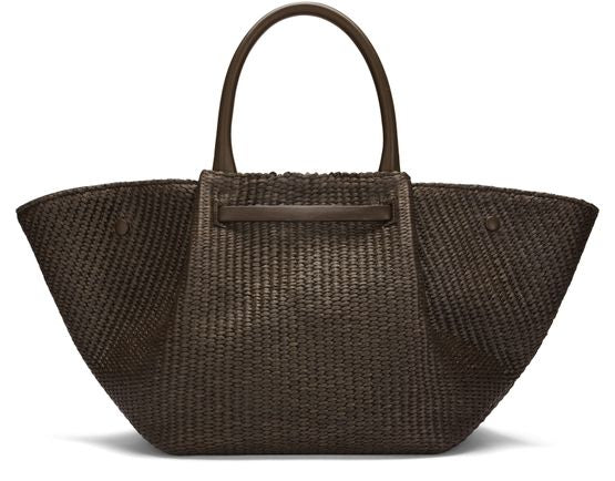 DeMellier The Midi New York handbag in Espresso Raffia, Espresso Trims — view 3