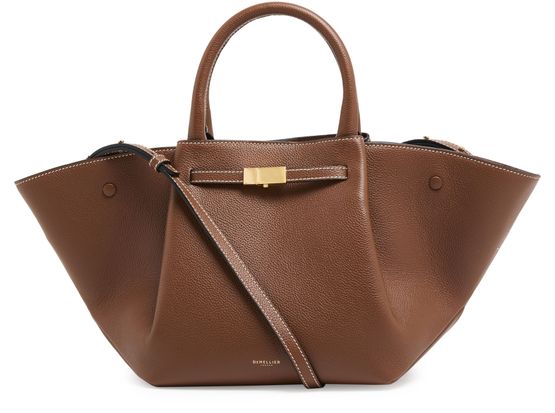DeMellier The Midi New York handbag in Small Grain Tan W/ Ecru Stitching — view 1