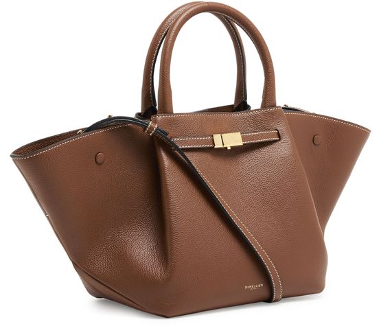 DeMellier The Midi New York handbag in Small Grain Tan W/ Ecru Stitching — view 2